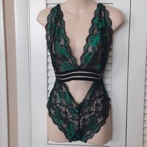 NEW lace green teddy bodysuit